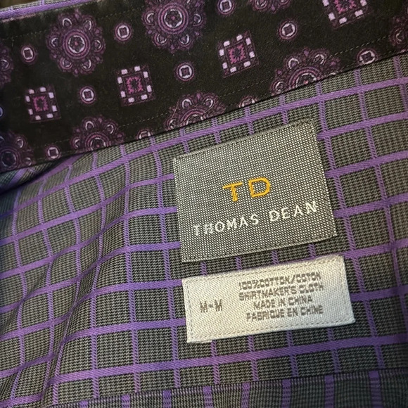 Thomas Dean men’s purple long sleeve button down shirt size medium - Picture 7 of 7